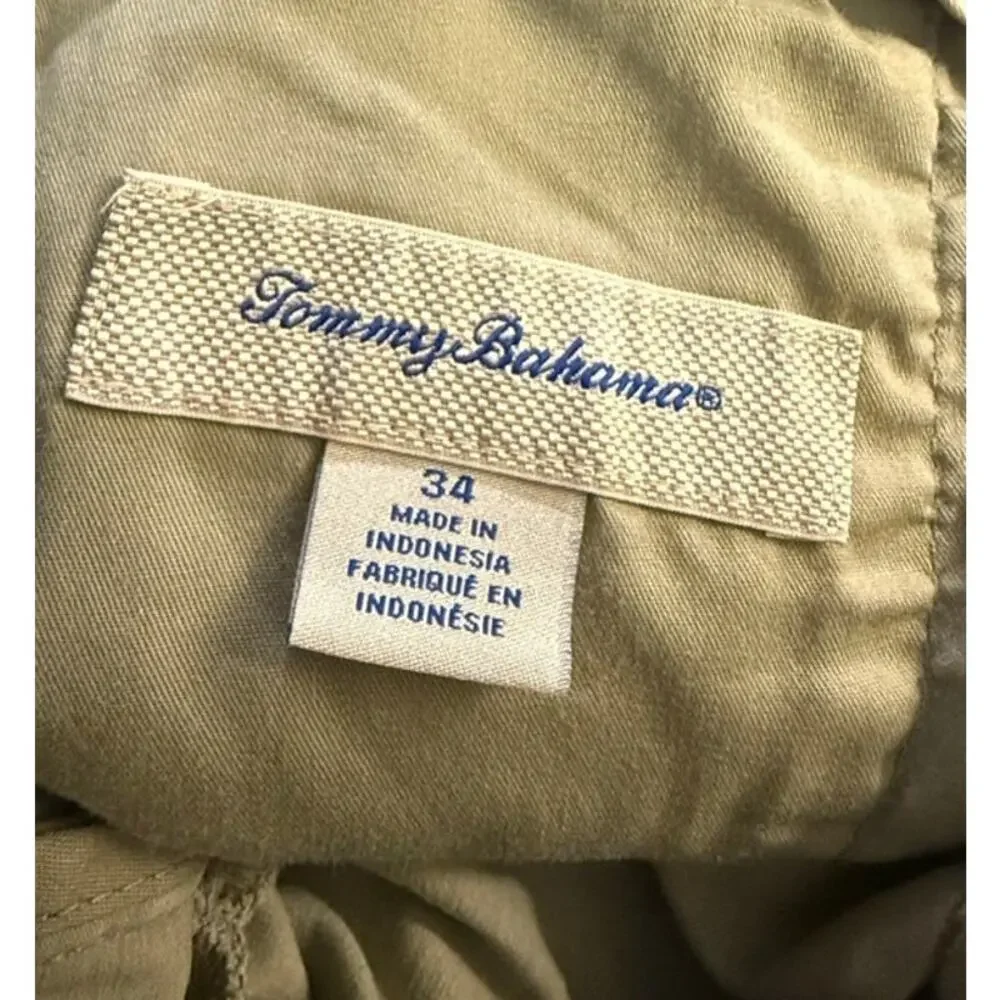 Tommy Bahama Khaki Chino Shorts, Classic Fit Casual, Cotton, Men's Size 34